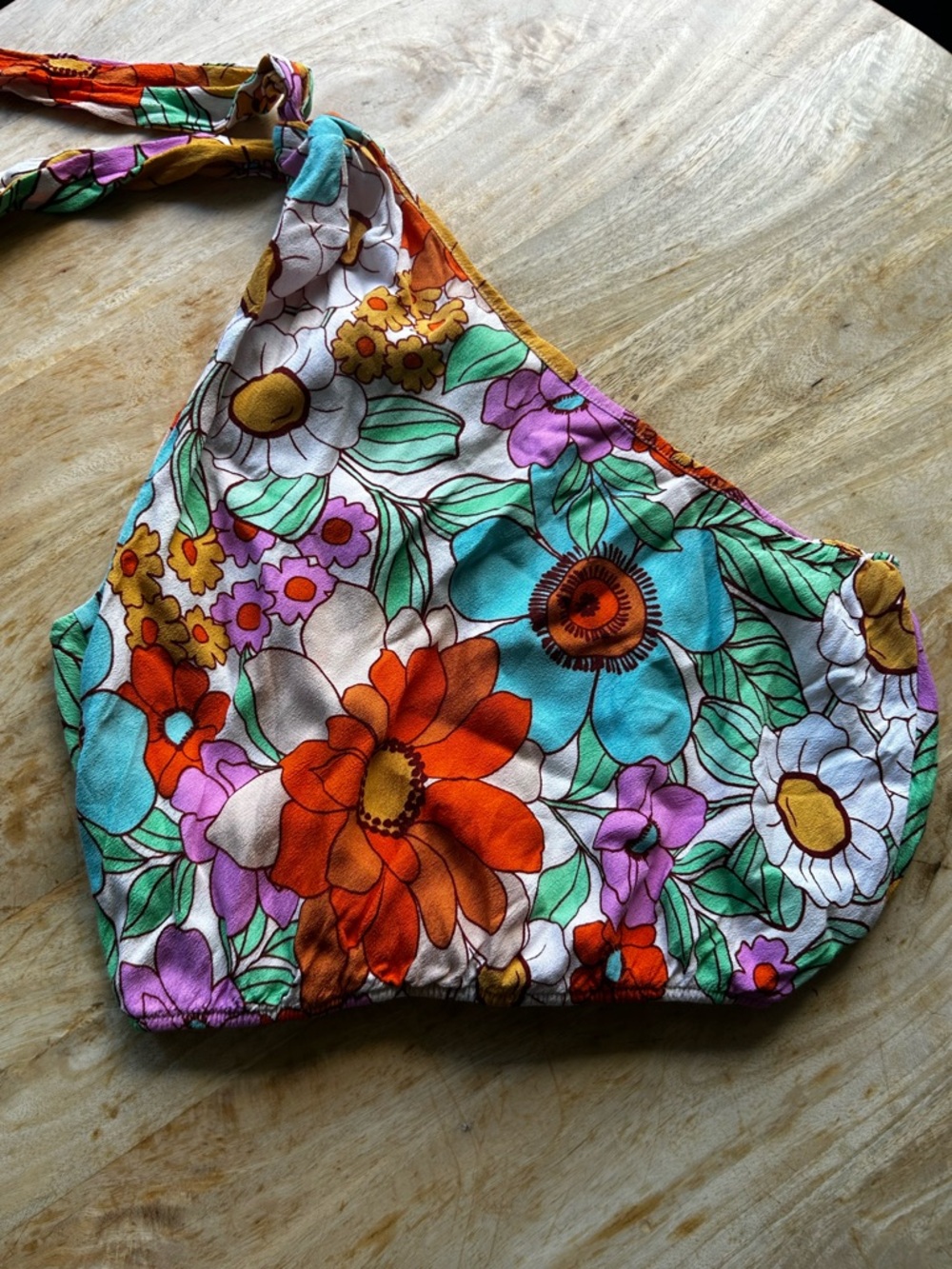 Floral One-Shoulder Crop Top - Vibrant Multicolor - Picture 2 of 4